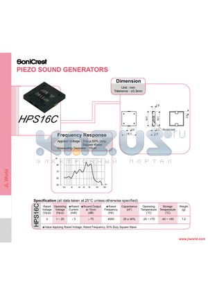 HPS16C datasheet - PIEZO SOUND GENERATORS