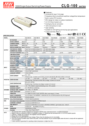 CLG-100-24 datasheet - 100W Single Output Switching Power Supply