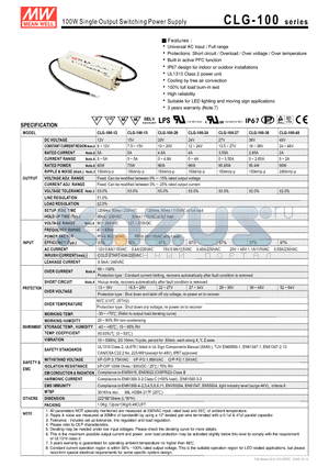 CLG-100-48 datasheet - 100W Single Output Switching Power Supply