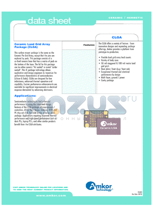 CLGA datasheet - Ceramic Land Grid Array Package