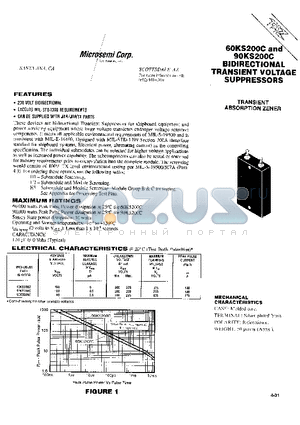 90KS200C datasheet - BIDIRECTIONAL TRANSIENT VOLTAGE SUPPRESSORS