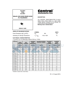 CLL4619 datasheet - 500mW LOW NOISE ZENER DIODE 5% TOLERANCE