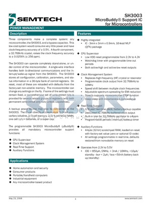 SH3003 datasheet - MicroBuddy^ Support IC for Microcontrollers