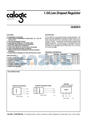 CLM2810-33 datasheet - 1.0A Low Dropout Regulator