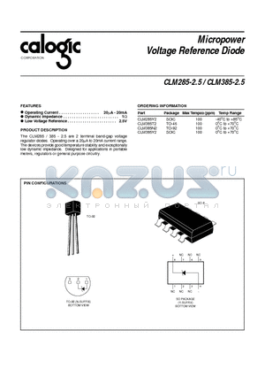 CLM285Y2 datasheet - Micropower Voltage Reference Diode