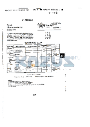 CLM3500 datasheet - NEON PHOTOCONDUCTOR