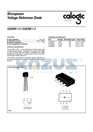 CLM385-12 datasheet - Micropower Voltage Reference Diode
