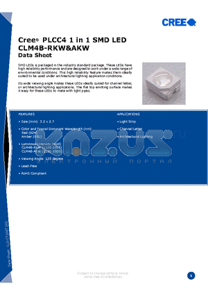 CLM4B-RKW datasheet - PLCC4 1 in 1 SMD LED