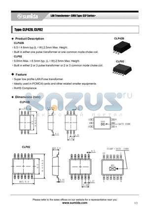 CLP42B-500 datasheet - LAN Transformer< SMD Type: CLP Series>