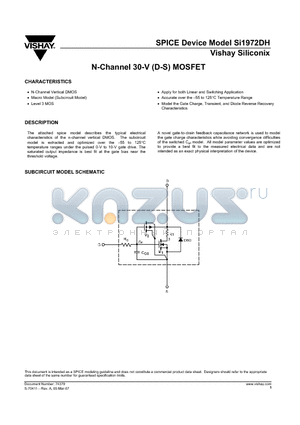 SI1972DH_07 datasheet - N-Channel 30-V (D-S) MOSFET