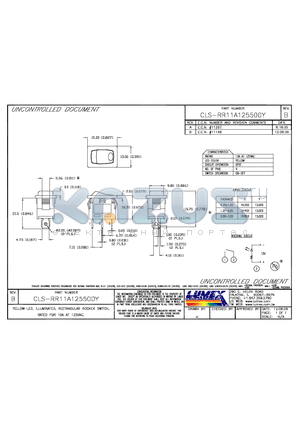 CLS-RR11A125500Y datasheet - YELLOW LED, ILLUMINATED, RECTANGULAR ROCKER SWITCH