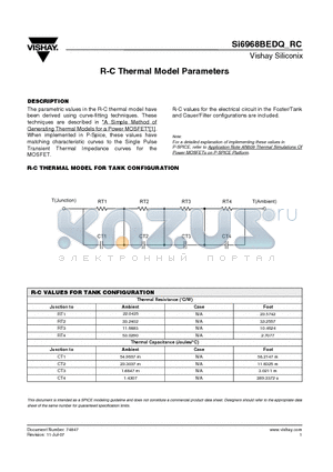 SI6968BEDQ_RC datasheet - R-C Thermal Model Parameters