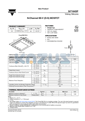 SI7164DP datasheet - N-Channel 60-V (D-S) MOSFET