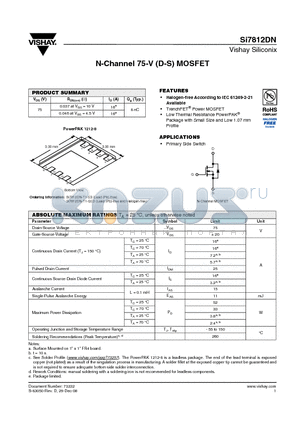 SI7812DN datasheet - N-Channel 75-V (D-S) MOSFET