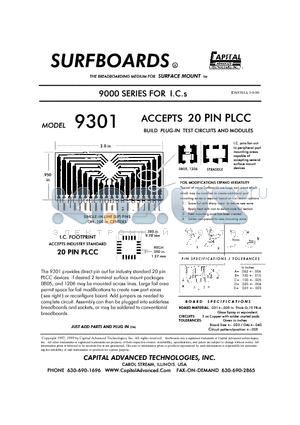 9301 datasheet - ACCEPTS 20 PIN PLCC BUILD PLUG-IN TEST CIRCUITS AND MODULES