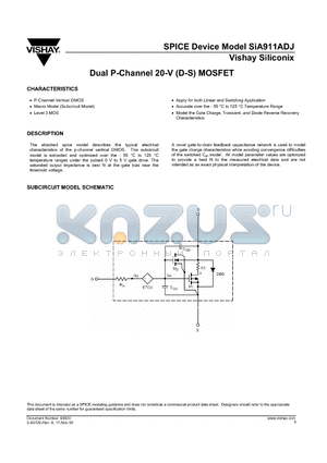 SIA911ADJ datasheet - Dual P-Channel 20-V (D-S) MOSFET