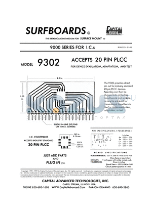 9302 datasheet - ACCEPTS 20 PIN FOR DEVICE EVALUTION, ADAPTATION, AND TEST