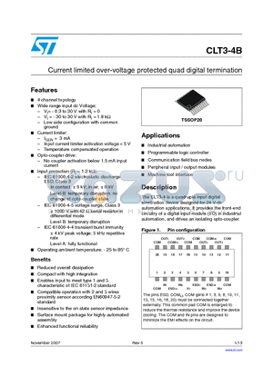 CLT3-4BT6-TR datasheet - Current limited over-voltage protected quad digital termination