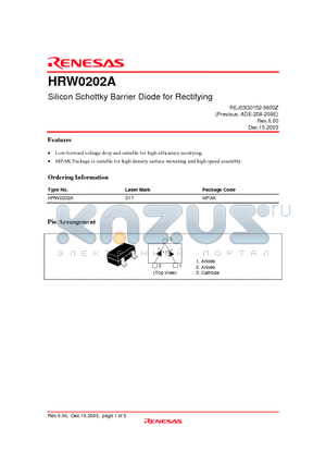 HRW0202A datasheet - Silicon Schottky Barrier Diode for Rectifying