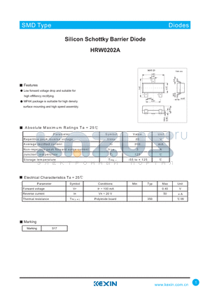 HRW0202A datasheet - Silicon Schottky Barrier Diode