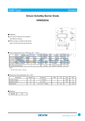 HRW0203A datasheet - Silicon Schottky Barrier Diode