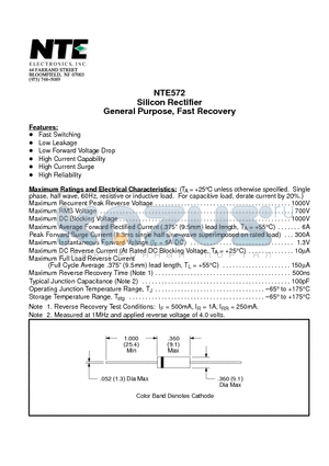 NTE572 datasheet - Silicon Rectifier General Purpose, Fast Recovery