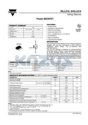 SIHLL014TA datasheet - Power MOSFET