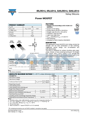 SIHLR014T datasheet - Power MOSFET
