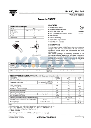 SIHL640 datasheet - Power MOSFET