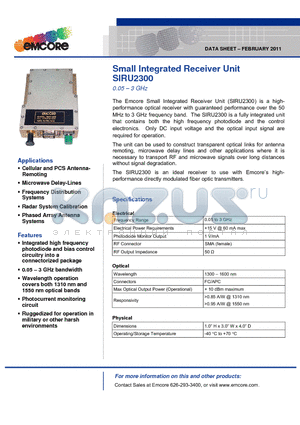 SIRU2300_11 datasheet - Small Integrated Receiver Unit