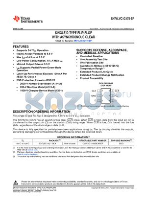 CLVC1G175MDCKREP datasheet - SINGLE D-TYPE FLIP-FLOP WITH ASYNCHRONOUS CLEAR