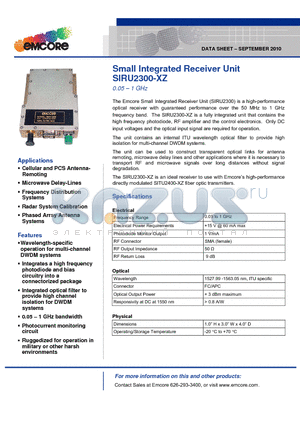 SIRU2300-XZ datasheet - Small Integrated Receiver Unit