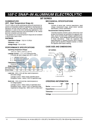 SIT2200M50 datasheet - 105 SNAP-IN ALUMINUM ELECTROLYTIC