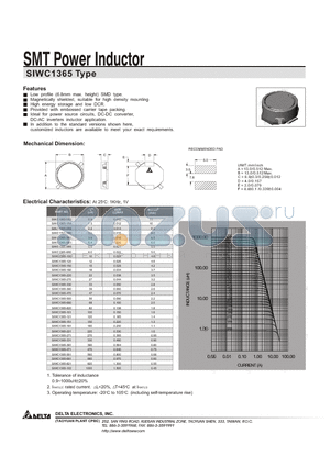 SIWC1365-390 datasheet - SMT Power Inductor