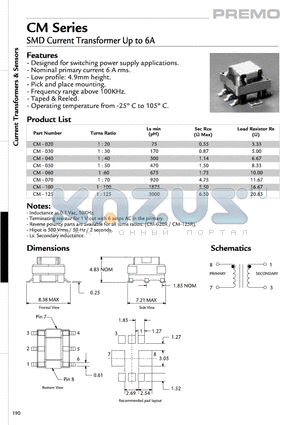 CM-100 datasheet - SMD Current Transformer Up to 6A