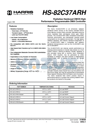 HS1-82C37ARH-Q datasheet - Radiation Hardened CMOS High Performance Programmable DMA Controller