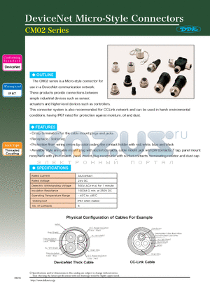 CM02A-SSC-1820 datasheet - DeviceNet Micro-Style Connectors