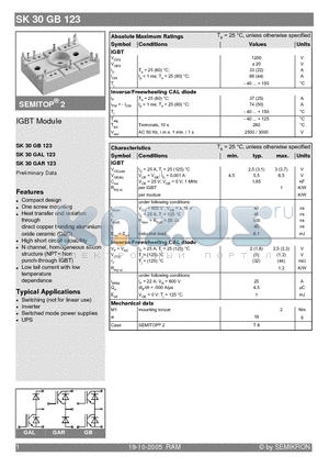SK30GB123 datasheet - IGBT Module