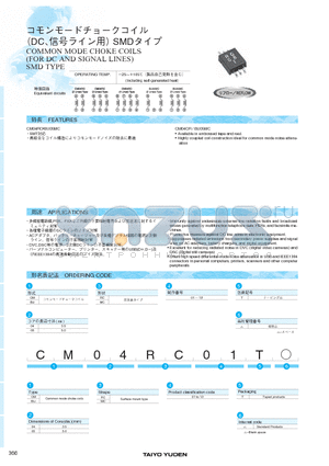 CM04MC08T datasheet - COMMON MODE CHOKE COILS (FOR DC AND SIGNAL LINES) SMD TYPE