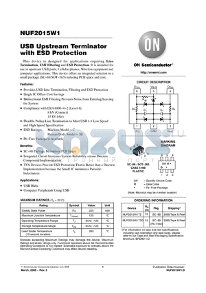 NUF2015W1 datasheet - USB Upstream Terminator with ESD Protection