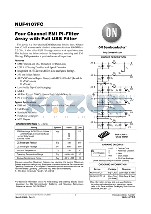 NUF4107FC datasheet - Four Channel EMI Pi−Filter Array with Full USB Filter