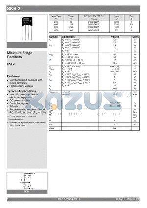 SKB2/04L5A datasheet - Miniature Bridge Rectifiers