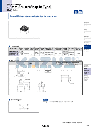 SKEYACA010 datasheet - 7.8mm Square(Snap-in Type)