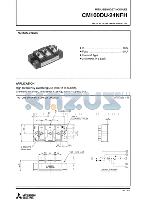 CM100DU-24NFH_09 datasheet - IGBT MODULES HIGH POWER SWITCHING USE