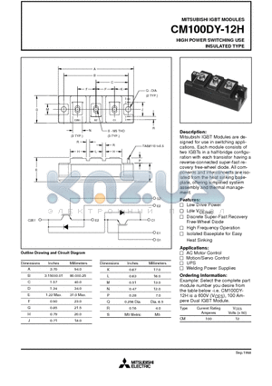 CM100DY-12H datasheet - HIGH POWER SWITCHING USE INSULATED TYPE
