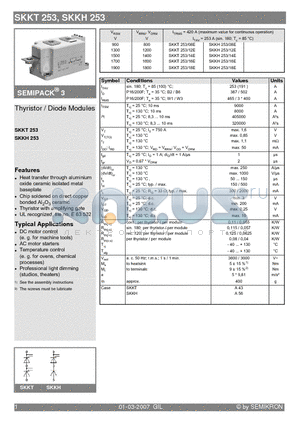 SKKH253 datasheet - Thyristor / Diode Modules