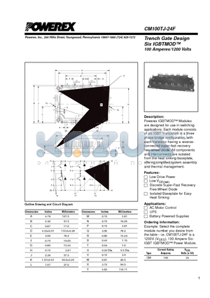 CM100TJ-24F datasheet - Trench Gate Design Six IGBTMOD 100 Amperes/1200 Volts