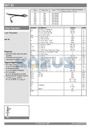 SKT55/XXX datasheet - Line Tyristor