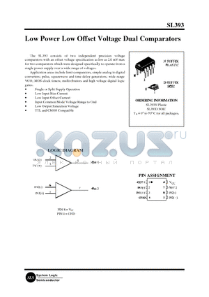 SL393 datasheet - Low Power Low Offset Voltage Dual Comparators