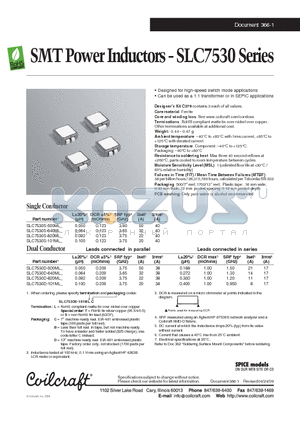 SLC7530D-101ML datasheet - SMT Power Inductors